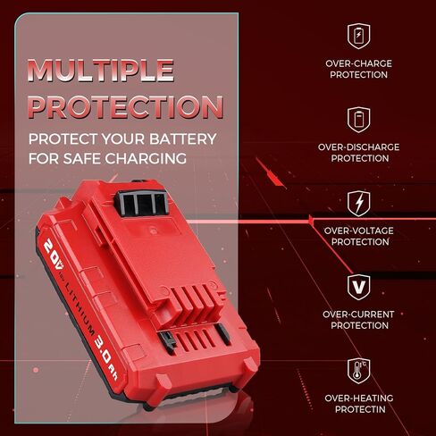 2Pack 3.0Ah Lithium-ion Replacement for Porter Cable 20V Battery Compatible with Porter Cable Battery 20V Lithium Battery PCC680L PCC682L PCC685L PCC685LP in Saudi Arabia