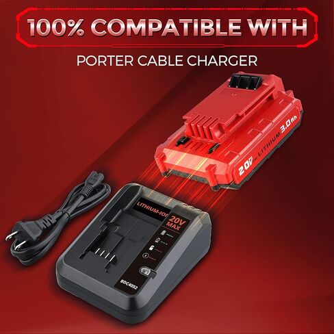 2Pack 3.0Ah Lithium-ion Replacement for Porter Cable 20V Battery Compatible with Porter Cable Battery 20V Lithium Battery PCC680L PCC682L PCC685L PCC685LP in Saudi Arabia
