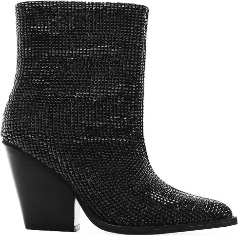Women's Rhinestone Ankle Boots Sparky Cowboy Boots Stacked Block Heel Boots Cowgirl Boots Pointed Toe Boots in Saudi Arabia