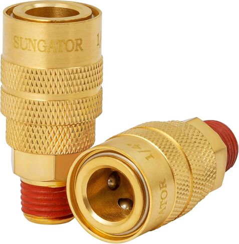 SUNGATOR 5 Pack 3/8'' Male NPT Industrial Air Couplers with 1/4'' Flow Hole, Brass 3/8'' MNPT Thread Air Hose Fittings, Quick Connect Pneumatic Air Couplers with Pre-Coated Sealant in Saudi Arabia