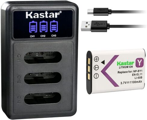 بطاريات Kastar المكونة من 3 قطع وشاحن USB ثلاثي LCD متوافق مع بطارية Sony NP-BY1 NPBY1، وكاميرات فيديو Sony Mini HDR-AZ1 Mini HDR-AZ1vb Mini HDR-AZ1vr in Kuwait