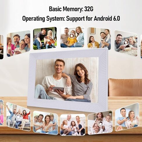 WALFRONT 10.1in Digital Picture Frame 32GB Memory Photo Frame WiFi HD Touch Screen Share Pictures Videos Instantly (EU Plug) in Saudi Arabia