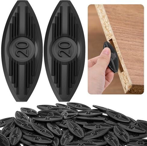 60 Pcs Plastic Joining Biscuits, Black Self Clamping Plate Joiner Biscuit | Biscuit Joiner Attachment, Plastic Biscuit Connectors Joiner Tool for Woodworking Deck Door Furniture Trim in Saudi Arabia