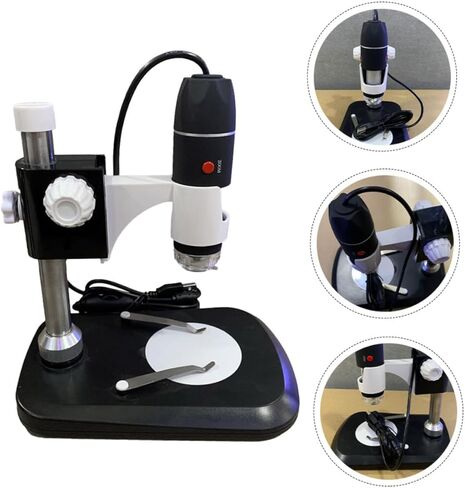 Lurrose Portable Microscope with LED Light Lightweight Magnifier for Jewelry Currency Calligraphy Outdoor Use Handheld Electron Magnifying Tool in Black in Saudi Arabia