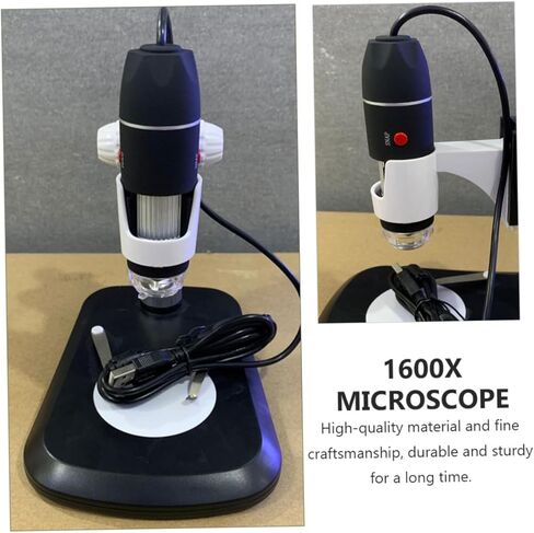 Lurrose Portable Microscope with LED Light Lightweight Magnifier for Jewelry Currency Calligraphy Outdoor Use Handheld Electron Magnifying Tool in Black in Saudi Arabia