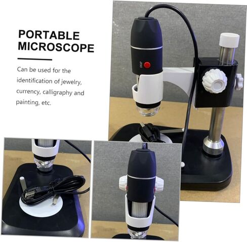 Lurrose Portable Microscope with LED Light Lightweight Magnifier for Jewelry Currency Calligraphy Outdoor Use Handheld Electron Magnifying Tool in Black in Saudi Arabia