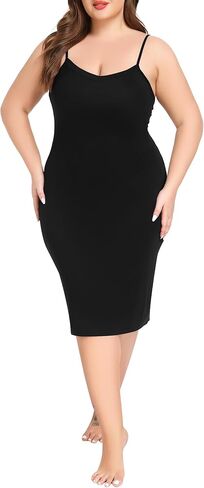 نساء زائد الحجم كامل الانزلاق فستان ناعم للانزلاق لنقل الفستان بلا أكياس كامي فساتين XL-6XL in Kuwait