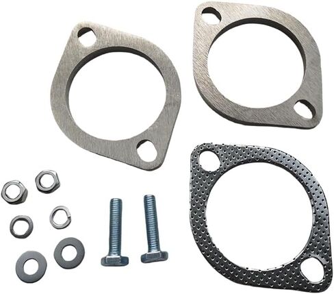 2-Bolt 2.5" / 63.5mm Exhaust Flange Connection Kit | Exhaust Flange & Gasket Kit with Bolts & Nuts for 63.5mm OD Pipes | 2 Pcs Steel Flange in Kuwait