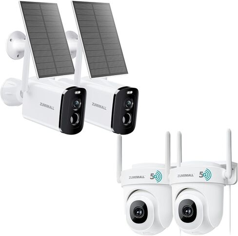 كاميرات مراقبة ZUMIMALL لاسلكية في الهواء الطلق، كاميرا 2K لأمن المنزل مع رؤية ليلية ملونة، واي فاي 2.4 جيجا هرتز، محادثة ثنائية الاتجاه، أضواء كاشفة وصفارة إنذار، IP66 مقاومة للطقس، متوافقة مع Alexa in Kuwait