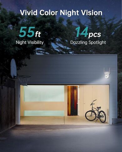 كاميرات مراقبة ZUMIMALL لاسلكية في الهواء الطلق، كاميرا 2K لأمن المنزل مع رؤية ليلية ملونة، واي فاي 2.4 جيجا هرتز، محادثة ثنائية الاتجاه، أضواء كاشفة وصفارة إنذار، IP66 مقاومة للطقس، متوافقة مع Alexa in Kuwait