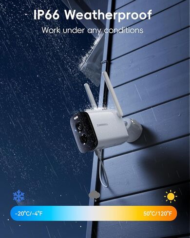 كاميرات مراقبة ZUMIMALL لاسلكية في الهواء الطلق، كاميرا 2K لأمن المنزل مع رؤية ليلية ملونة، واي فاي 2.4 جيجا هرتز، محادثة ثنائية الاتجاه، أضواء كاشفة وصفارة إنذار، IP66 مقاومة للطقس، متوافقة مع Alexa in Kuwait