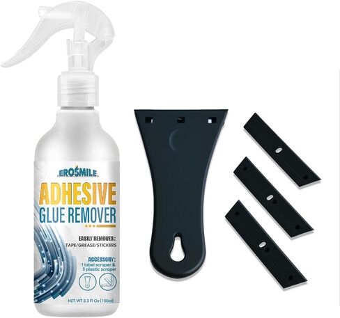 مزيل لاصقة ، طقم رذاذ إزالة الملصقات والغراء مع مكشطة بلاستيكية ، يزيل الملصقات والملصقات واللصقات والشفاء لخشب النافذة وأكثر من 3.3 فلا أو أوقية （1 مجموعة in Kuwait