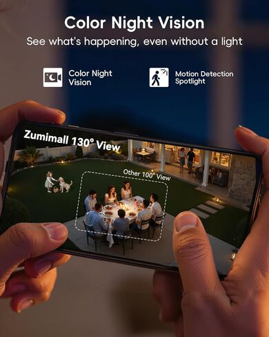 ZUMIMALL كاميرات مراقبة تعمل بالطاقة الشمسية، لاسلكية في الهواء الطلق، كاميرا جرس الباب لاسلكية in Kuwait