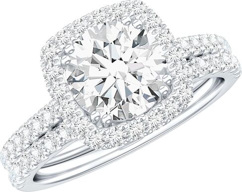 Certified 8mm Moissanite Engagement Ring with Enhancer, D-Vs1 Quality, Moissanite Bridal Ring Set in Silver in Saudi Arabia