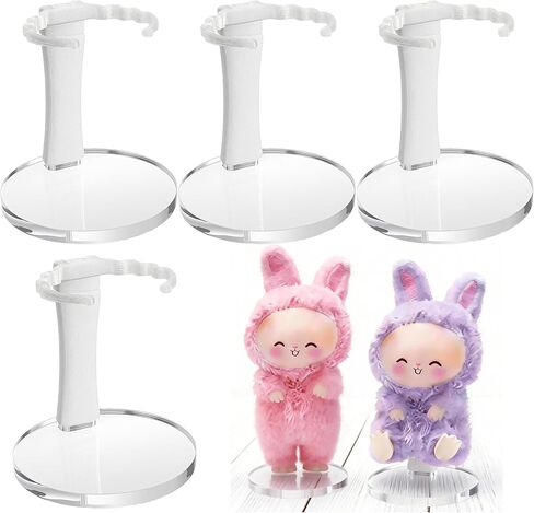 Adjustable Doll Stand for Sitting & Standing Positions - Premium Acrylic Base Display Holder for 3-7" Figures, (White, 2-Pack) in Saudi Arabia