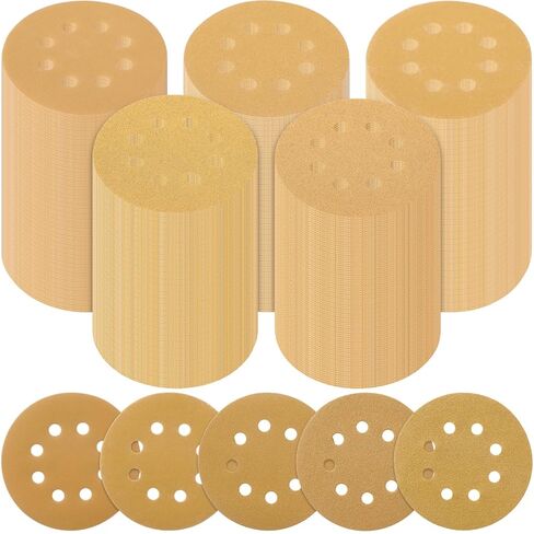 500 Pcs 5 Inch 8 Hole Sanding Discs Round Hook and Loop Sandpaper 60 80 120 220 320 Grits Sandpaper for Random Orbital Sander for Wood Sanding Automotive Woodworking Wood Metal Polishing in Saudi Arabia