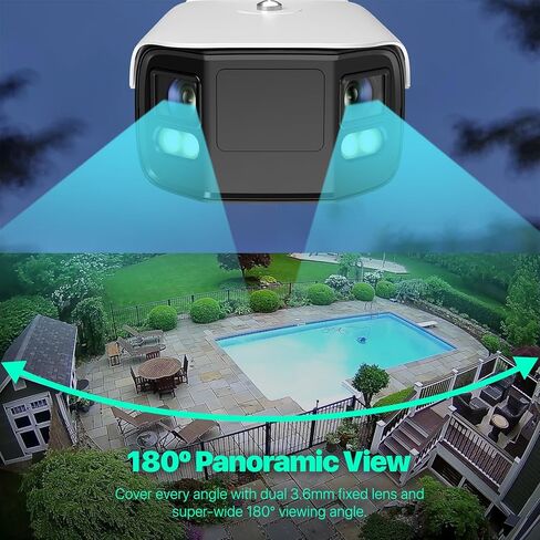 كاميرا Amcrest Dual-Lens 8K (16MP) للأمن الخارجي POE، عدسات 2 × 4K PoE AI Bullet IP، لون ليلي 131 قدمًا، اكتشاف الإنسان/المركبة، رؤية بانورامية 180 درجة، 2 × 4K@25 إطارًا في الثانية IP8M-FCB2996EW-AI (أبيض) in Kuwait