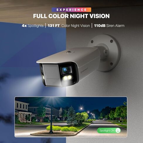 كاميرا Amcrest Dual-Lens 8K (16MP) للأمن الخارجي POE، عدسات 2 × 4K PoE AI Bullet IP، لون ليلي 131 قدمًا، اكتشاف الإنسان/المركبة، رؤية بانورامية 180 درجة، 2 × 4K@25 إطارًا في الثانية IP8M-FCB2996EW-AI (أبيض) in Kuwait