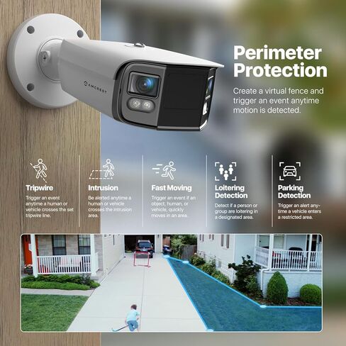 كاميرا Amcrest Dual-Lens 8K (16MP) للأمن الخارجي POE، عدسات 2 × 4K PoE AI Bullet IP، لون ليلي 131 قدمًا، اكتشاف الإنسان/المركبة، رؤية بانورامية 180 درجة، 2 × 4K@25 إطارًا في الثانية IP8M-FCB2996EW-AI (أبيض) in Kuwait