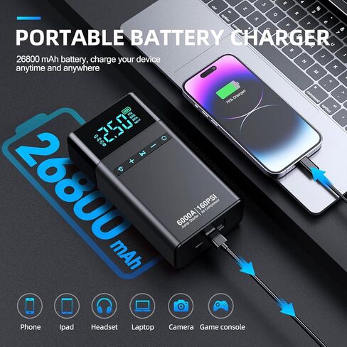 10-in-1 Car Battery Jump Starter with Air Compressor, 3500A 21800mAh Portable Car Jumper Starter (All Gas 12L Diesel), 150PSI 12V Jump Box Car Battery Jump Starter with Jumper Cables, Lights in Saudi Arabia
