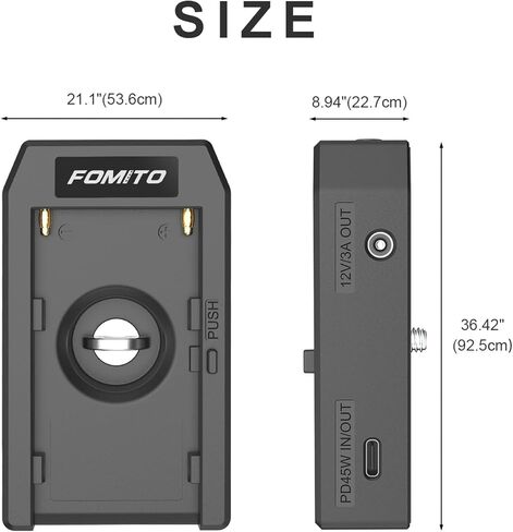 FOMITO NP-45W Battery Adapter Plate Lite with 30W PD Fast Charging, 4-Port Power Station for Sony NP-F970/F750/F550 Batteries, LED Display, Mountable Design for Cameras/Camcorders in Saudi Arabia