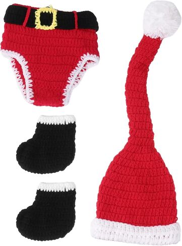Christmas Style Baby Infant Newborn Handmade Crochet Beanie Hat Clothes Baby Photograph Props in Saudi Arabia