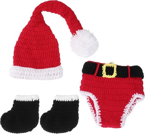 Christmas Style Baby Infant Newborn Handmade Crochet Beanie Hat Clothes Baby Photograph Props in Saudi Arabia