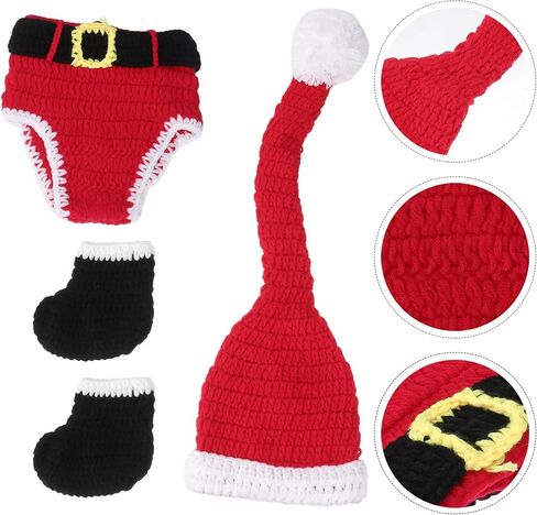 Christmas Style Baby Infant Newborn Handmade Crochet Beanie Hat Clothes Baby Photograph Props in Saudi Arabia