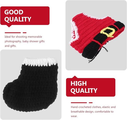 Christmas Style Baby Infant Newborn Handmade Crochet Beanie Hat Clothes Baby Photograph Props in Saudi Arabia