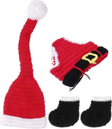 Christmas Style Baby Infant Newborn Handmade Crochet Beanie Hat Clothes Baby Photograph Props in Saudi Arabia
