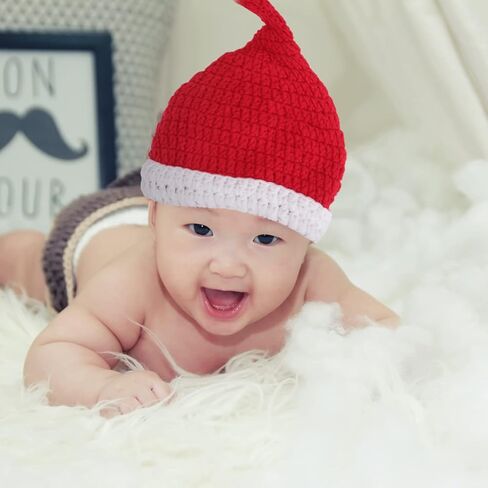 Christmas Style Baby Infant Newborn Handmade Crochet Beanie Hat Clothes Baby Photograph Props in Saudi Arabia