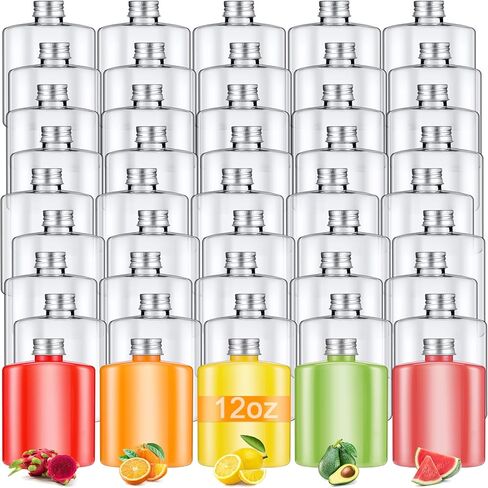 Norme 60 Pcs Plastic Bottles Bulk with Caps 8.5 oz Small Reusable Disposable Juice Bottles Empty Clear Beverages Drink Containers Water Flask Mini Fridge Containers for Juicing Smoothies Milk in Saudi Arabia