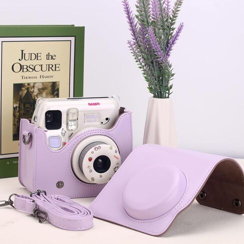 حافظة كاميرا Frankmate متوافقة مع Fujifilm Instax Mini SE/7+/7s/7c، حقيبة حمل من جلد البولي يوريثان مع حزام كتف قابل للتعديل (أرجواني) in Kuwait
