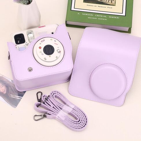 حافظة كاميرا Frankmate متوافقة مع Fujifilm Instax Mini SE/7+/7s/7c، حقيبة حمل من جلد البولي يوريثان مع حزام كتف قابل للتعديل (أرجواني) in Kuwait