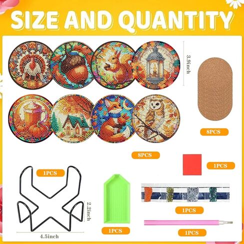 8 Pieces Diamond Art Coasters, 5D Diamond Painting Coasters Kit with Holder and Non Slip Cork Pads, Relaxing Coaster Art Craft for DIY Decoration and Gifts (Nature) in Saudi Arabia