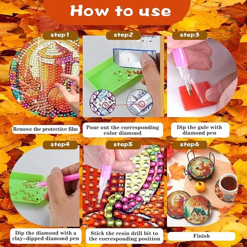 8 Pieces Diamond Art Coasters, 5D Diamond Painting Coasters Kit with Holder and Non Slip Cork Pads, Relaxing Coaster Art Craft for DIY Decoration and Gifts (Nature) in Saudi Arabia