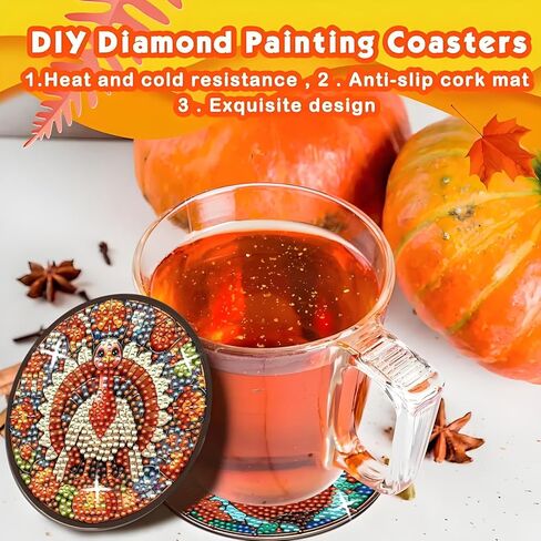 8 Pieces Diamond Art Coasters, 5D Diamond Painting Coasters Kit with Holder and Non Slip Cork Pads, Relaxing Coaster Art Craft for DIY Decoration and Gifts (Nature) in Saudi Arabia