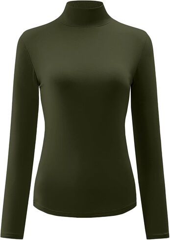 Kindcall Womens Slim Fitted Mock Turtleneck Tops Long Sleeve Lightweight Base Layer Shirts in Kuwait