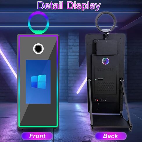 65" Magic Mirror Photo Booth with 32" Touch Screen, Portable Photo Booth with RGB Fill Light & Flight case for Weddings Parties Events (White, Photo Booth) in Saudi Arabia