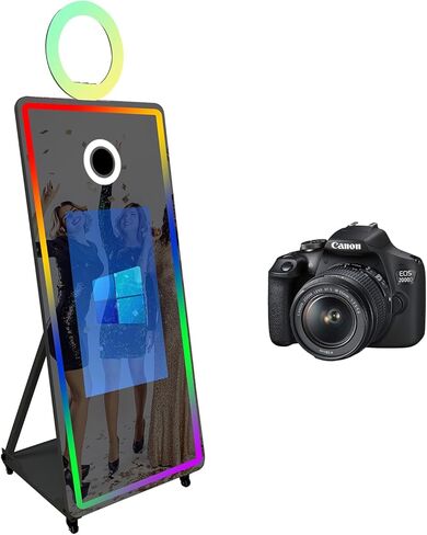 65" Magic Mirror Photo Booth with 32" Touch Screen, Portable Photo Booth with RGB Fill Light & Flight case for Weddings Parties Events (White, Photo Booth) in Saudi Arabia