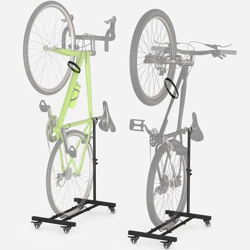 Vertical Bike Stand, Upright Bike Parking Rack Floor, Adjustable Bicycle Storage for Wheels Sizes up to 29", Freestanding Bicycle Organizer with Swivel Casters, Indoor Bike Holder for Garage Apartment in Saudi Arabia