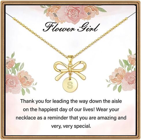 IEFLIFE FLOWER GIRL GIFTS - 14K GOLD PLATED DISC FLOWER FLOWER GIRL GIRL GIFTS for Girls from Bride ، Gowlace Gift for Girls on Wedder Bridal Party Jewelry in Kuwait