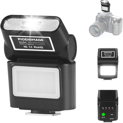 فلاش الكاميرا مع ضوء الفيديو، 2500K-6500K Mini Flash Speedlite، سطوع قابل للتعديل للكاميرا الصغيرة Speedlight، حامل عالمي أحادي الاتصال، متوافق مع Canon/Nikon/Sony/Fuji/DSLR in Kuwait