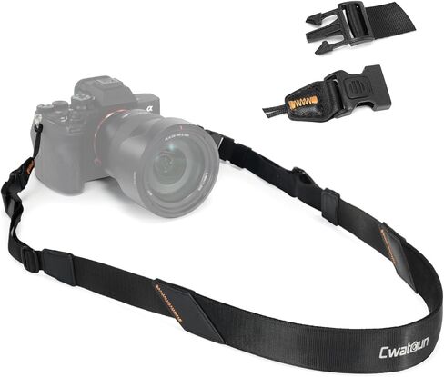 حزام كاميرا مطور من Cwatcun للمصورين - حزام رقبة/حزام كتف مريح وسريع الفك متوافق مع كاميرات Canon وSony وNikon وFujifilm DSLR - شعار عاكس للسلامة الليلية in Saudi Arabia
