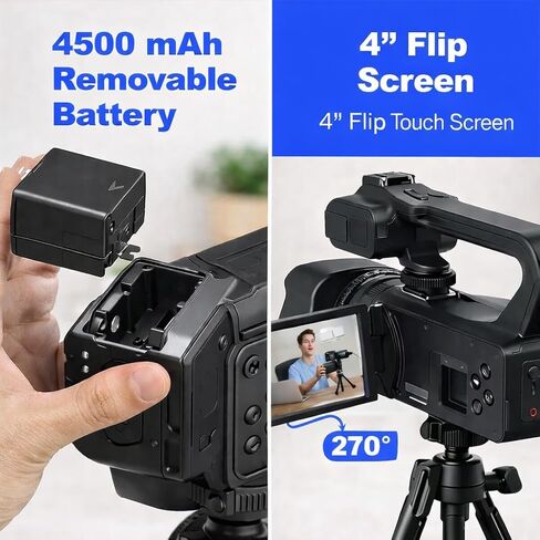 Acuvar 4K/6K Video Camera Camcorder – 64MP Vlogging Camera for YouTube, 60FPS, 18X Zoom, WiFi, Webcam – Includes Mic, Stabilizer, 64GB Card & Remote in Saudi Arabia