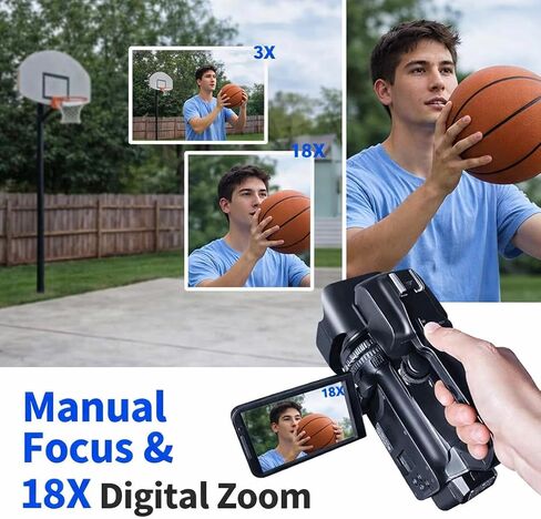 Acuvar 4K/6K Video Camera Camcorder – 64MP Vlogging Camera for YouTube, 60FPS, 18X Zoom, WiFi, Webcam – Includes Mic, Stabilizer, 64GB Card & Remote in Saudi Arabia