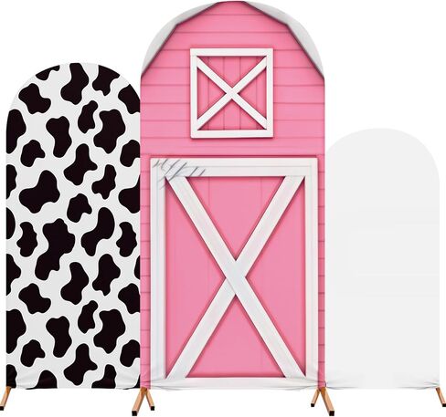 Cartoon Arch Backdrop Cover Set of 3 House Arch Covers Spandex Stretch Cow Backdrop Stand 4ft, 5ft, 6ft for Wedding Birthday Banquet Ceremony Decoration(Pink,Cloud) in Saudi Arabia