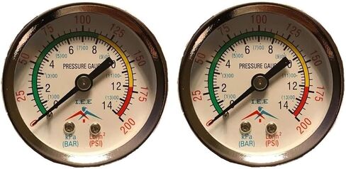 Air Compressor Pressure/Hydraulic Gauge 2" Face Back Mount 1/8" NPT 0-200 PSI (2) in Kuwait