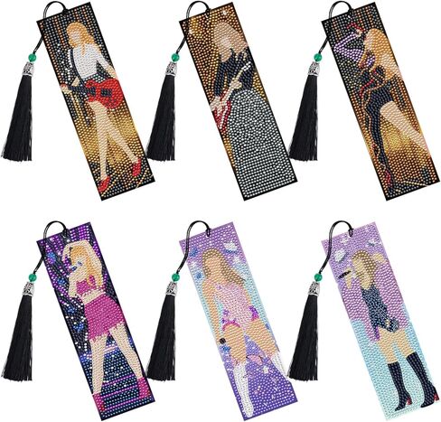 Western Cowgirl Diamond Art Bookmarks - 4 Pcs DIY Diamond Painting Bookmarks Kits with Tassel Guitar Cow Shoots Art Craft Birthday Festival Gift for Beginner Reading Lover in Saudi Arabia