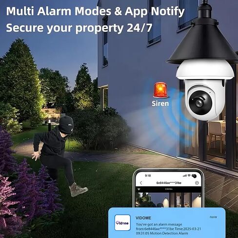 كاميرا مراقبة بمصباح كهربائي - 2.4 جيجا هرتز واي فاي 1080 بكسل كاميرات مراقبة لاسلكية داخلية وخارجية وكشف الحركة والتنبيه، محادثة ثنائية الاتجاه، رؤية ليلية ملونة، يمكن استخدامها كمصباح شارع in Kuwait